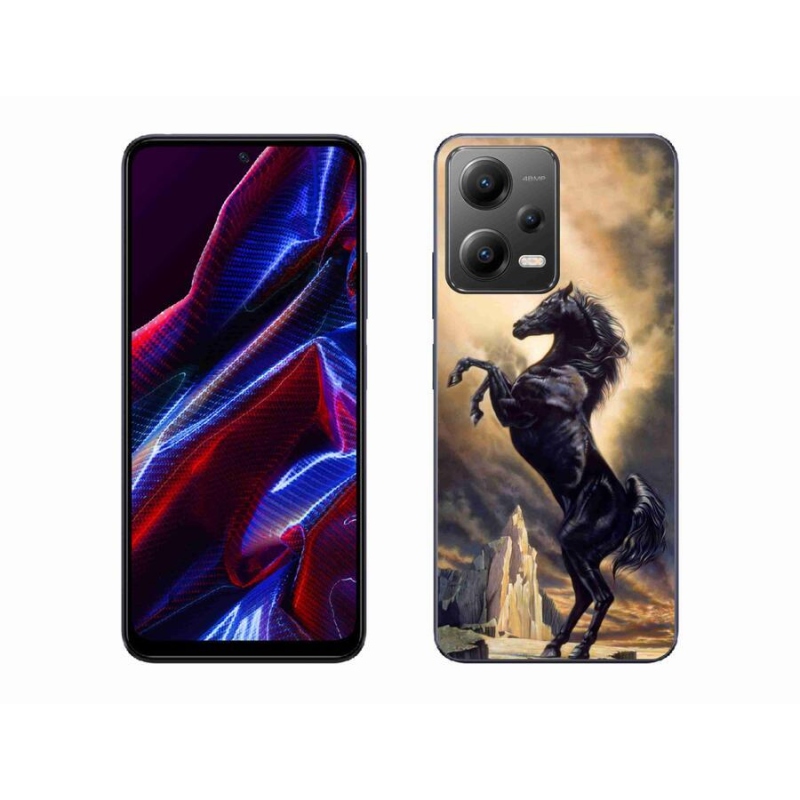 Gelový kryt mmCase na mobil Xiaomi Poco X5 5G - černý kreslený kůň