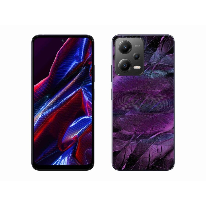 Gelový kryt mmCase na mobil Xiaomi Poco X5 5G - fialová pírka