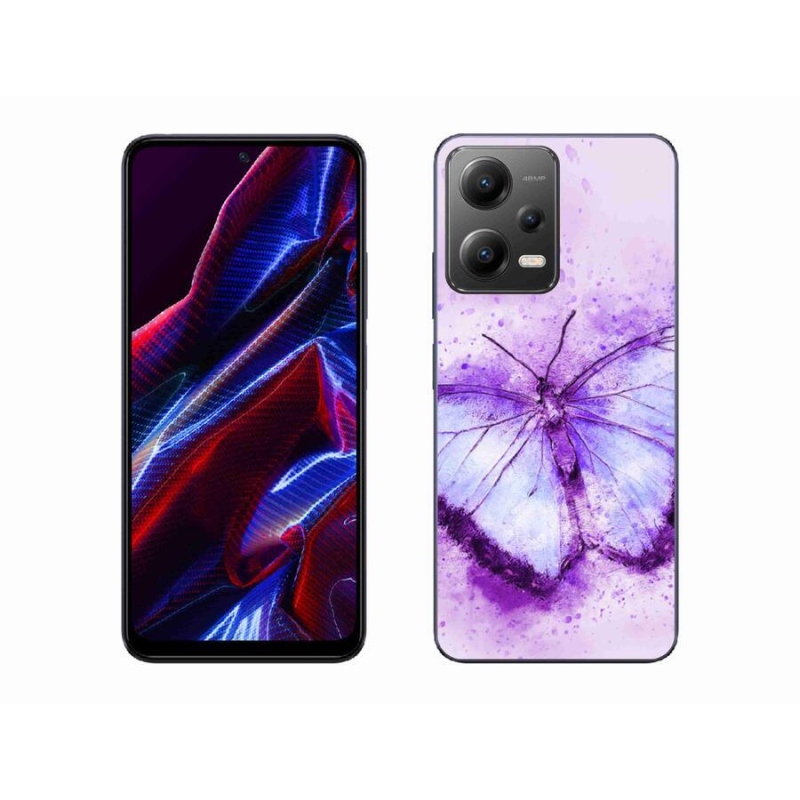 Gelový kryt mmCase na mobil Xiaomi Poco X5 5G - fialový motýl