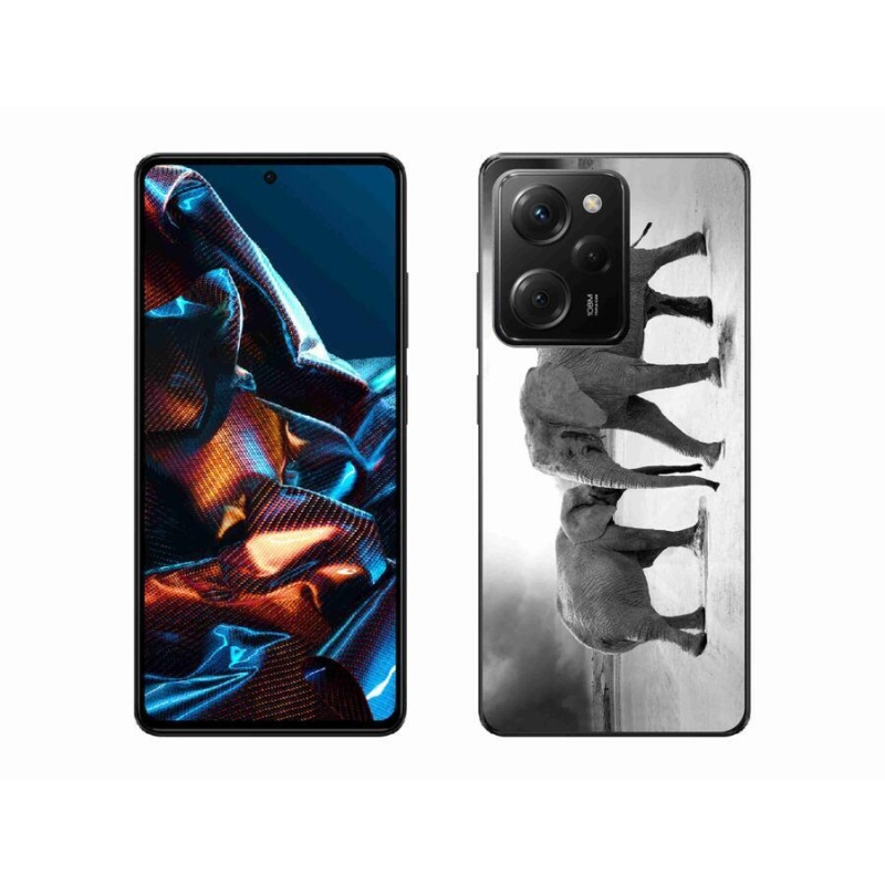 Gelový kryt mmCase na mobil Xiaomi Poco X5 Pro 5G - černobílí sloni