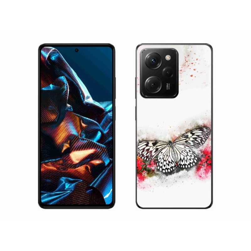 Gelový kryt mmCase na mobil Xiaomi Poco X5 Pro 5G - černobílý motýl