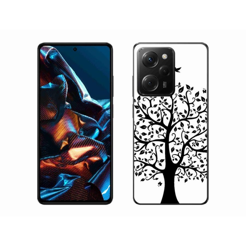 Gelový kryt mmCase na mobil Xiaomi Poco X5 Pro 5G - černobílý strom