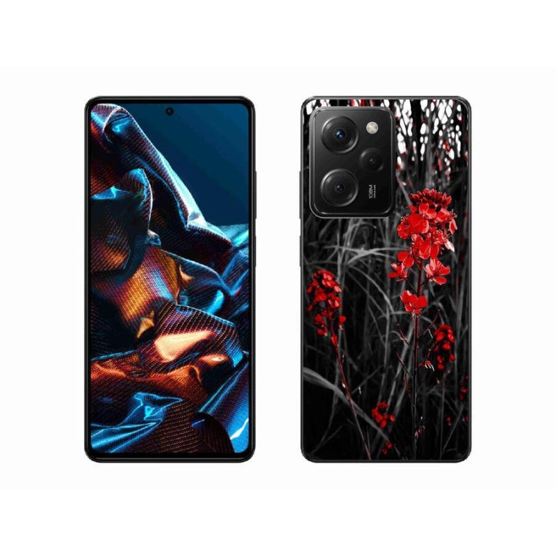 Gelový kryt mmCase na mobil Xiaomi Poco X5 Pro 5G - červená rostlina