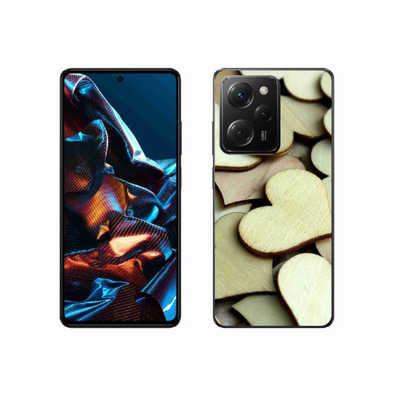 Gelový kryt mmCase na mobil Xiaomi Poco X5 Pro 5G - dřevěná srdíčka