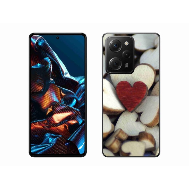 Gelový kryt mmCase na mobil Xiaomi Poco X5 Pro 5G - gravírované červené srdce