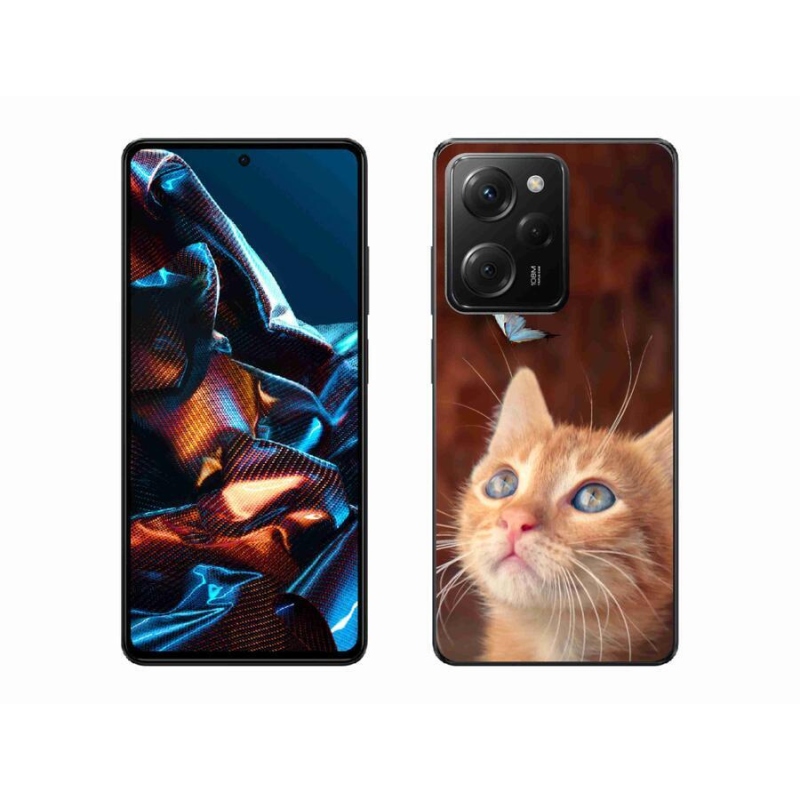 Gelový kryt mmCase na mobil Xiaomi Poco X5 Pro 5G - motýl a kotě