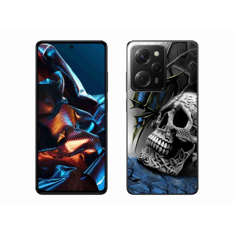 Gelový kryt mmCase na mobil Xiaomi Poco X5 Pro 5G - motýl a lebka