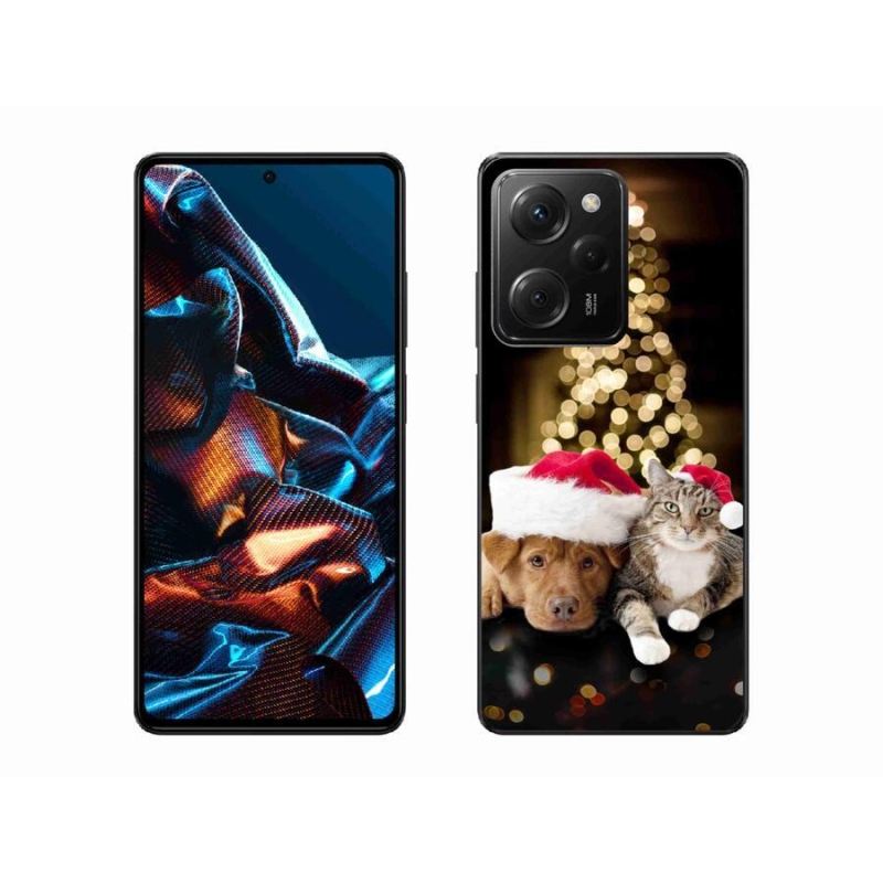 Gelový kryt mmCase na mobil Xiaomi Poco X5 Pro 5G - vánoční pes a kočka