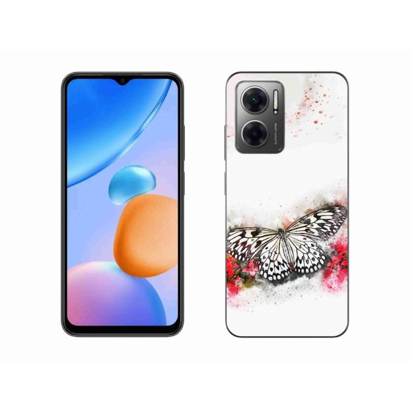 Gelový kryt mmCase na mobil Xiaomi Redmi 10 5G - černobílý motýl