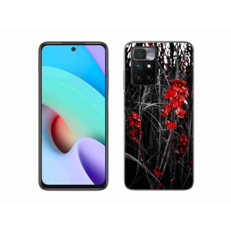 Gelový kryt mmCase na mobil Xiaomi Redmi 10/Redmi 10 (2022) - červená rostlina
