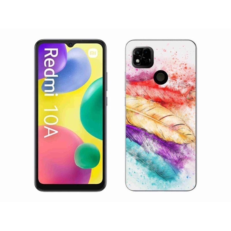 Gelový kryt mmCase na mobil Xiaomi Redmi 10A - barevné peří