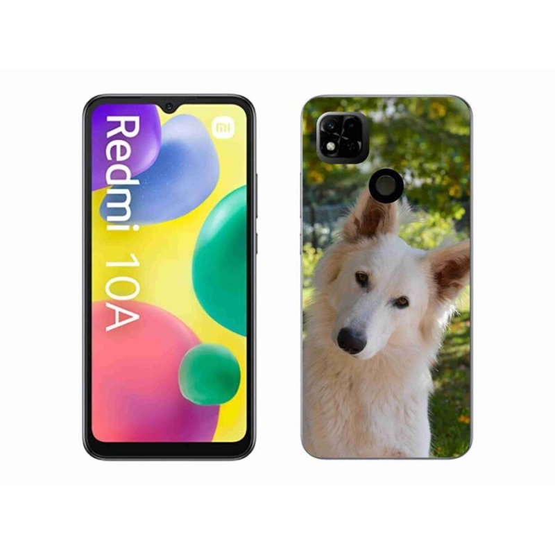 Gelový kryt mmCase na mobil Xiaomi Redmi 10A - bílý švýcarský ovčák 1