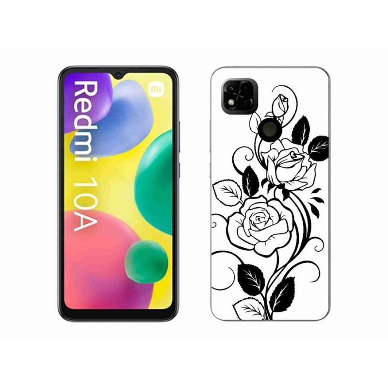Gelový kryt mmCase na mobil Xiaomi Redmi 10A - černobílá růže