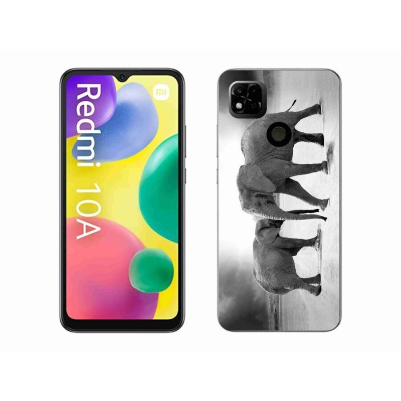 Gelový kryt mmCase na mobil Xiaomi Redmi 10A - černobílí sloni