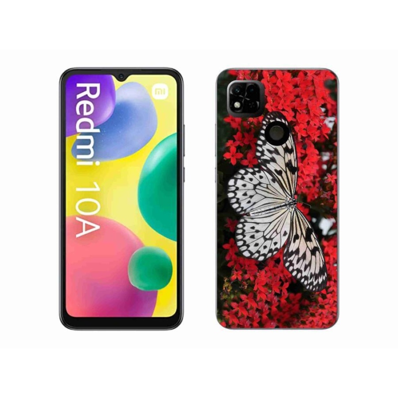 Gelový kryt mmCase na mobil Xiaomi Redmi 10A - černobílý motýl 1