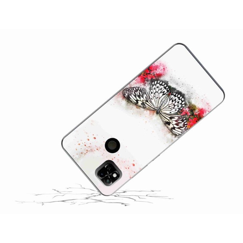 Gelový kryt mmCase na mobil Xiaomi Redmi 10A - černobílý motýl