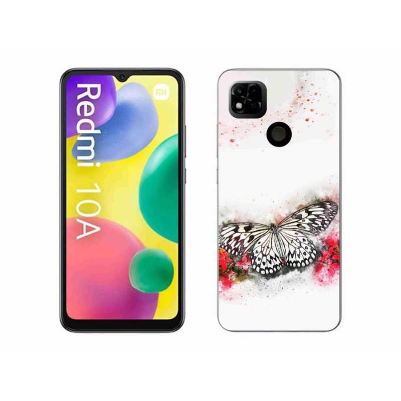 Gelový kryt mmCase na mobil Xiaomi Redmi 10A - černobílý motýl