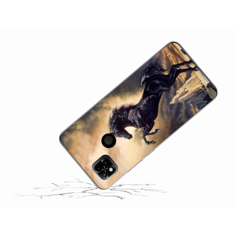 Gelový kryt mmCase na mobil Xiaomi Redmi 10A - černý kreslený kůň