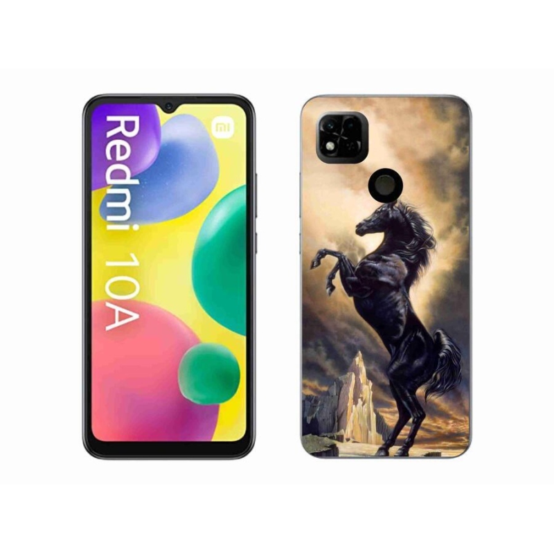 Gelový kryt mmCase na mobil Xiaomi Redmi 10A - černý kreslený kůň