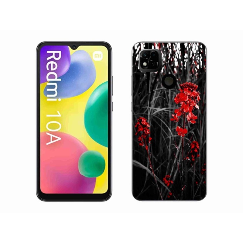 Gelový kryt mmCase na mobil Xiaomi Redmi 10A - červená rostlina
