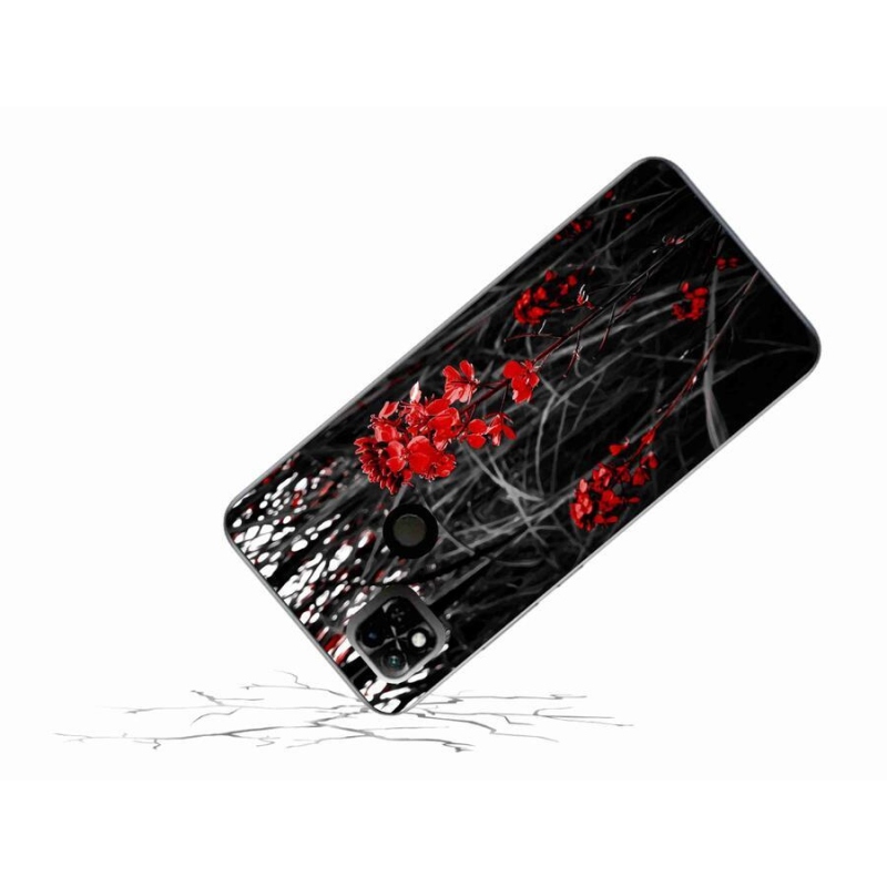 Gelový kryt mmCase na mobil Xiaomi Redmi 10A - červená rostlina