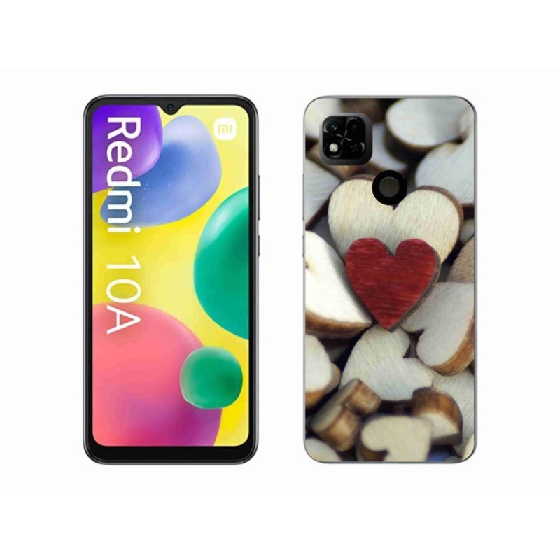Gelový kryt mmCase na mobil Xiaomi Redmi 10A - gravírované červené srdce