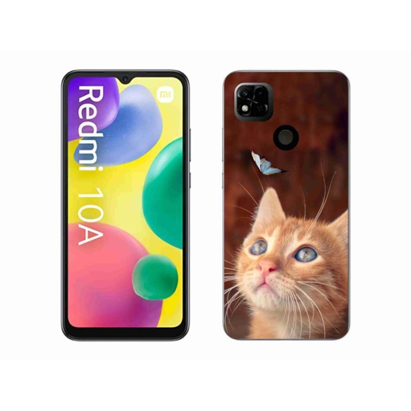 Gelový kryt mmCase na mobil Xiaomi Redmi 10A - motýl a kotě