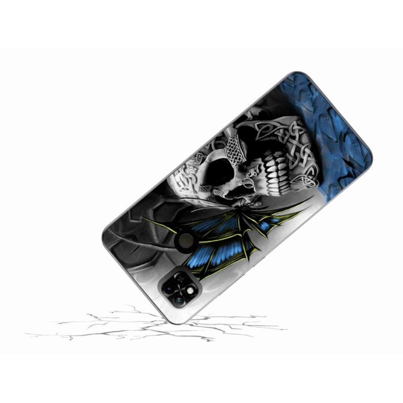 Gelový kryt mmCase na mobil Xiaomi Redmi 10A - motýl a lebka