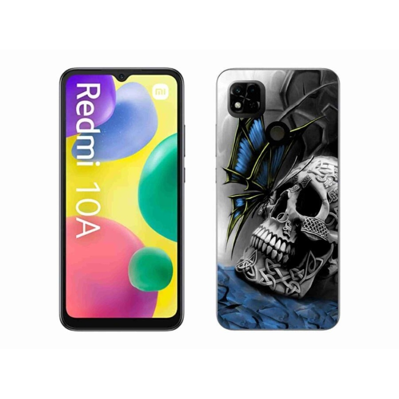 Gelový kryt mmCase na mobil Xiaomi Redmi 10A - motýl a lebka
