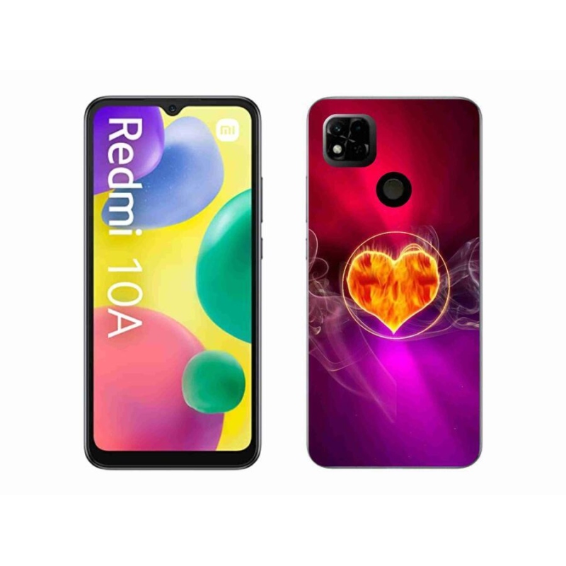 Gelový kryt mmCase na mobil Xiaomi Redmi 10A - ohnivé srdce
