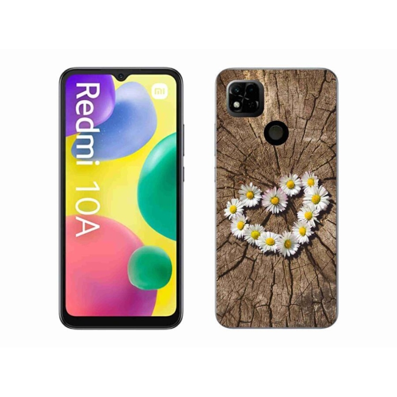 Gelový kryt mmCase na mobil Xiaomi Redmi 10A - srdce z kopretin