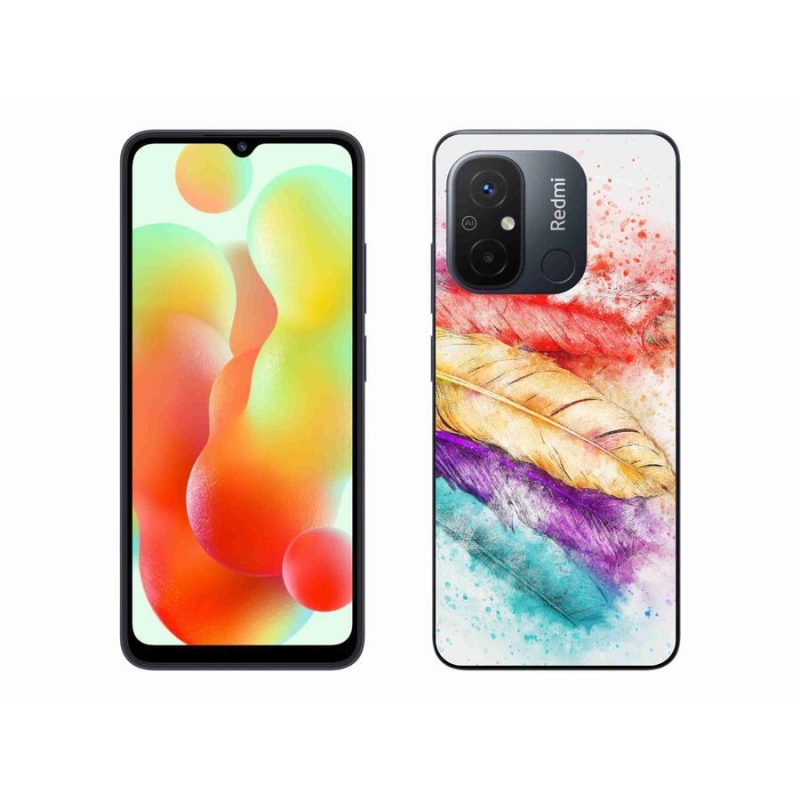 Gelový kryt mmCase na mobil Xiaomi Redmi 12C - barevné peří