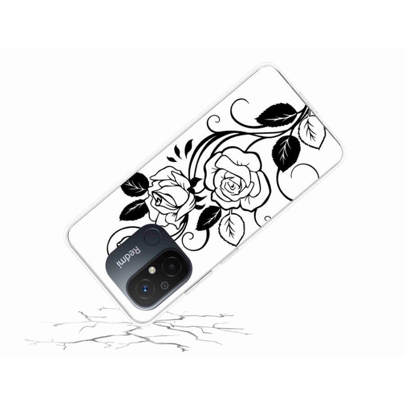 Gelový kryt mmCase na mobil Xiaomi Redmi 12C - černobílá růže