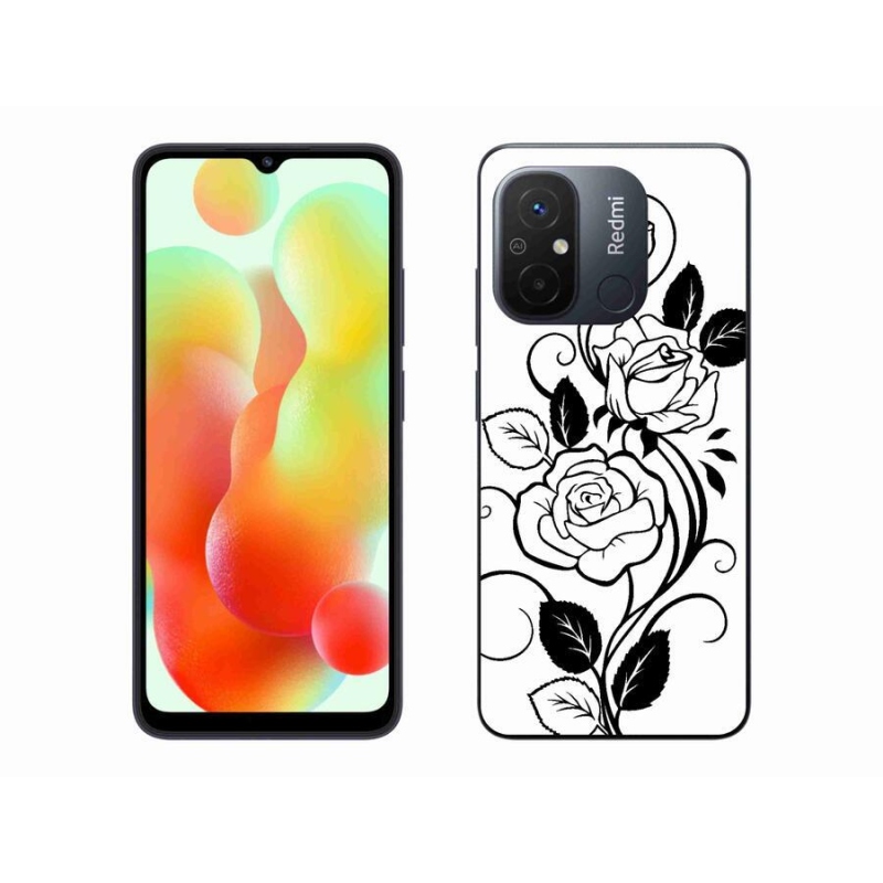 Gelový kryt mmCase na mobil Xiaomi Redmi 12C - černobílá růže