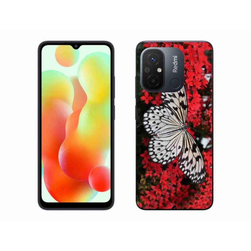 Gelový kryt mmCase na mobil Xiaomi Redmi 12C - černobílý motýl 1