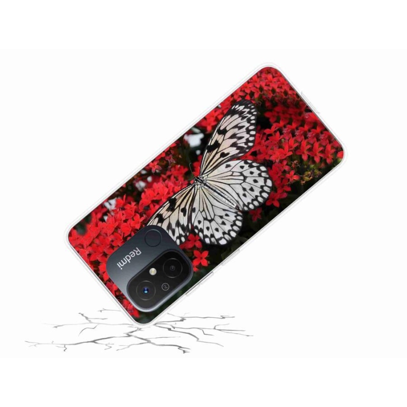 Gelový kryt mmCase na mobil Xiaomi Redmi 12C - černobílý motýl 1