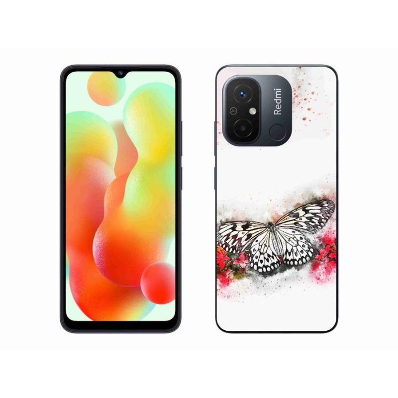 Gelový kryt mmCase na mobil Xiaomi Redmi 12C - černobílý motýl