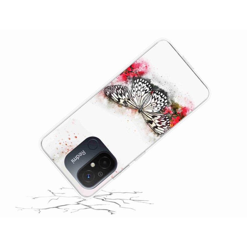 Gelový kryt mmCase na mobil Xiaomi Redmi 12C - černobílý motýl