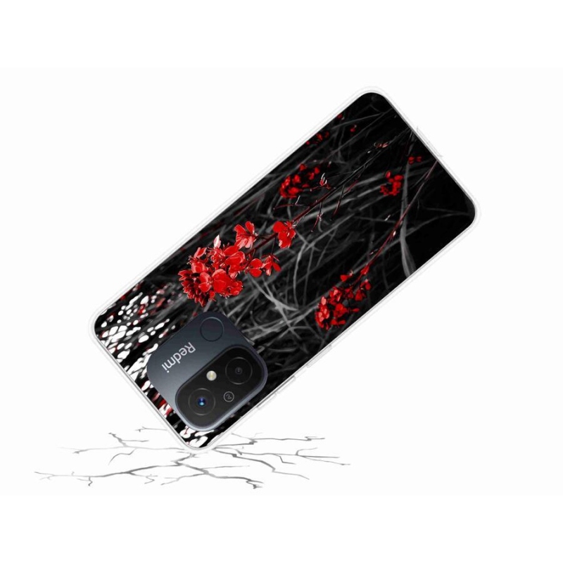 Gelový kryt mmCase na mobil Xiaomi Redmi 12C - červená rostlina