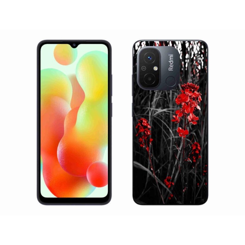 Gelový kryt mmCase na mobil Xiaomi Redmi 12C - červená rostlina