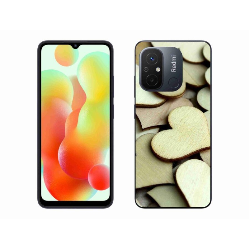 Gelový kryt mmCase na mobil Xiaomi Redmi 12C - dřevěná srdíčka