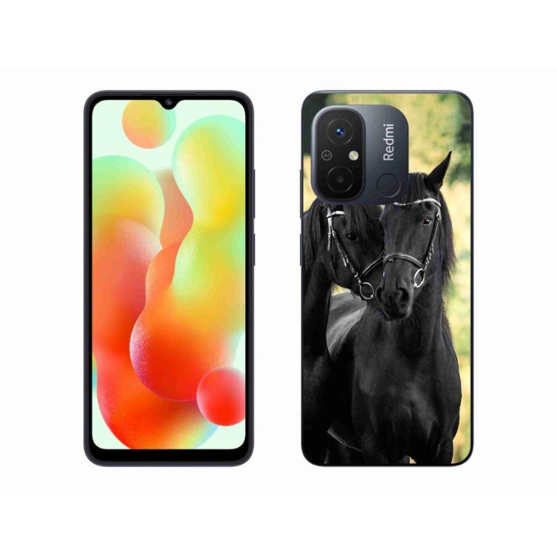Gelový kryt mmCase na mobil Xiaomi Redmi 12C - dva černí koně