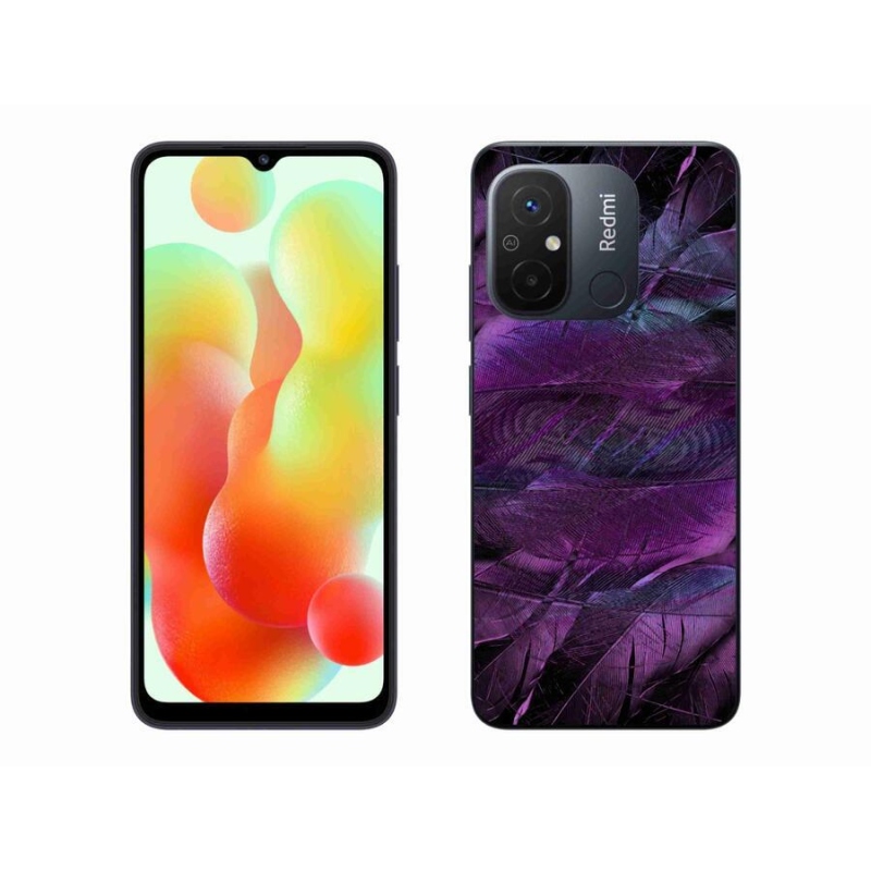 Gelový kryt mmCase na mobil Xiaomi Redmi 12C - fialová pírka