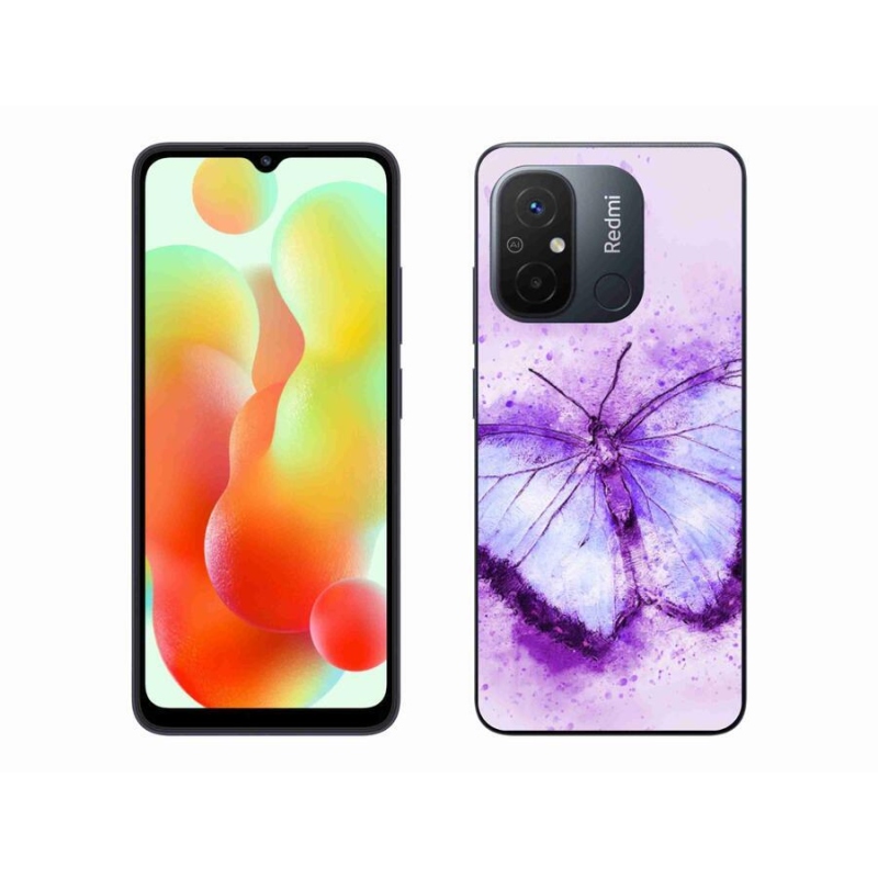 Gelový kryt mmCase na mobil Xiaomi Redmi 12C - fialový motýl