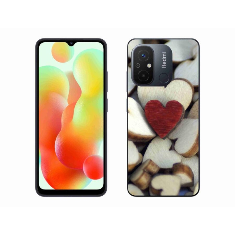 Gelový kryt mmCase na mobil Xiaomi Redmi 12C - gravírované červené srdce