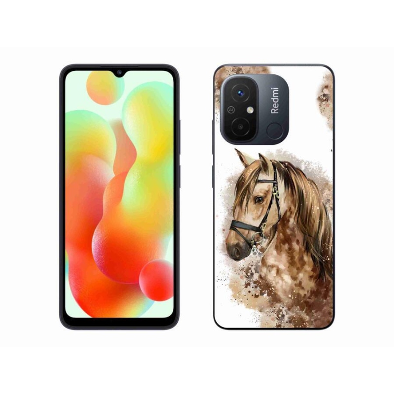 Gelový kryt mmCase na mobil Xiaomi Redmi 12C - hnědý kreslený kůň