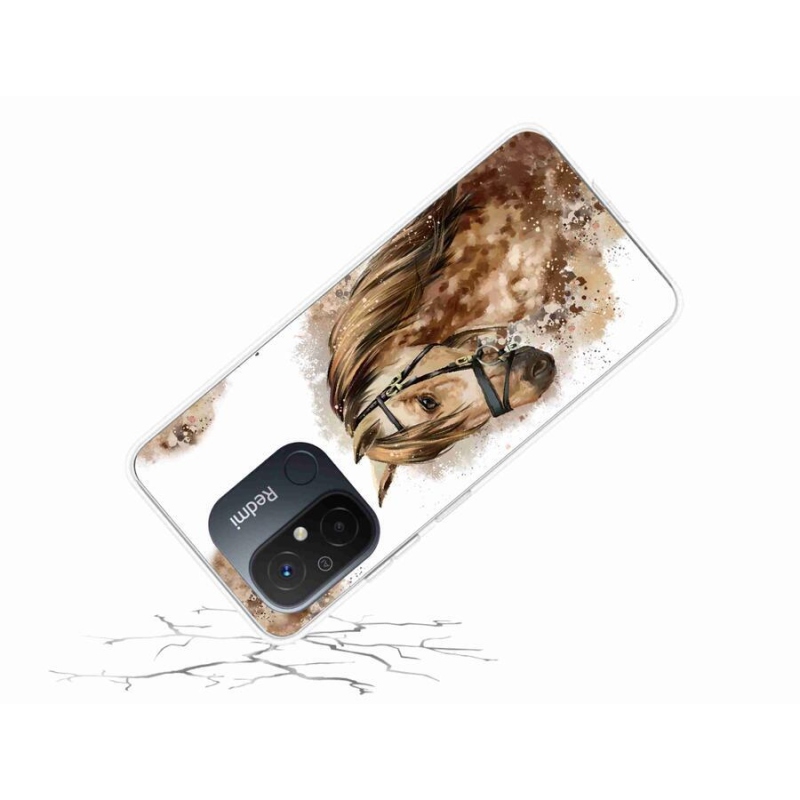 Gelový kryt mmCase na mobil Xiaomi Redmi 12C - hnědý kreslený kůň