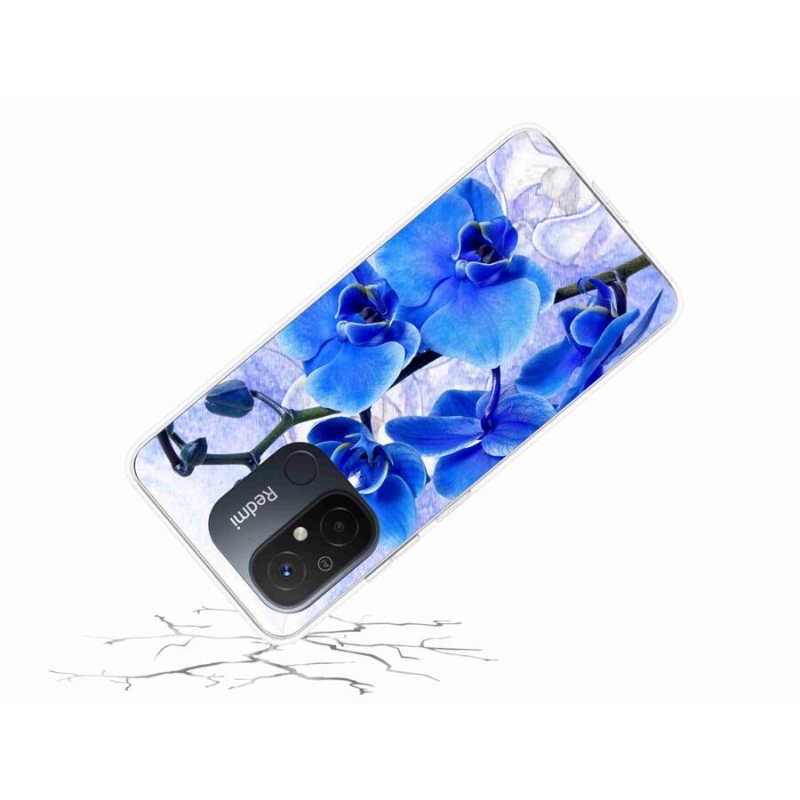 Gelový kryt mmCase na mobil Xiaomi Redmi 12C - modré květy