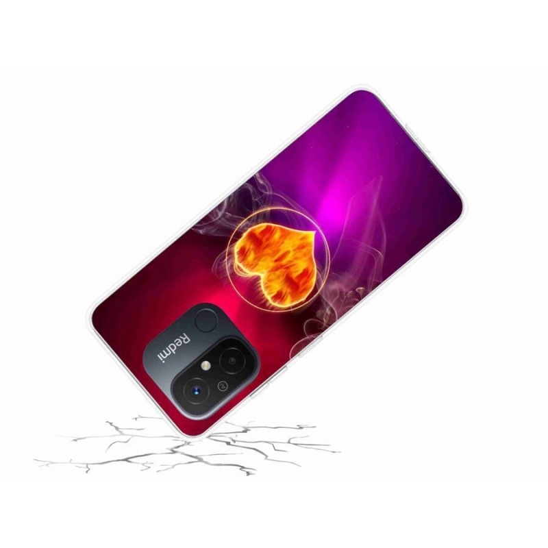 Gelový kryt mmCase na mobil Xiaomi Redmi 12C - ohnivé srdce