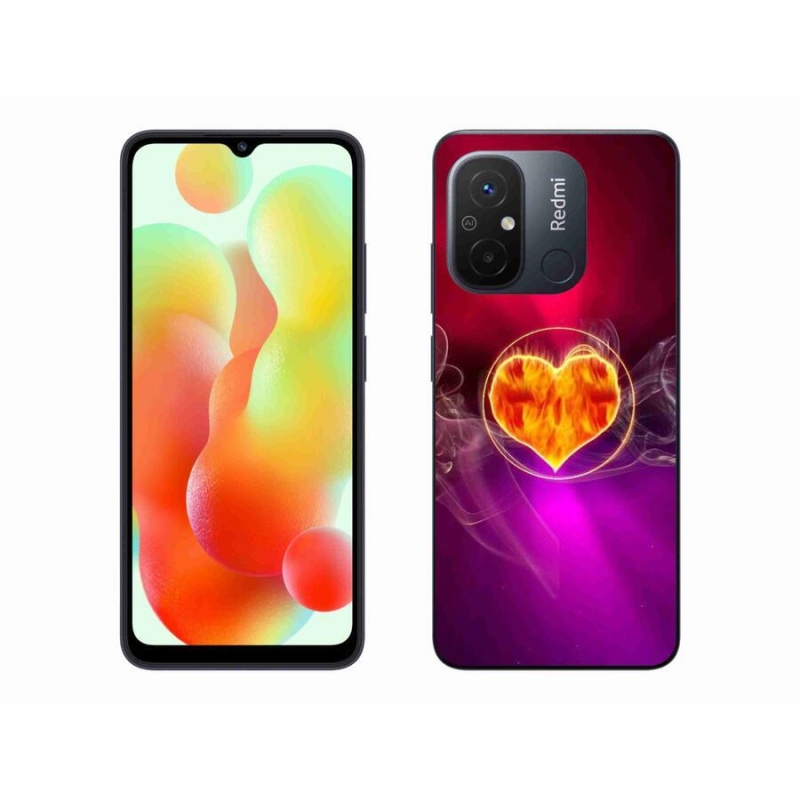 Gelový kryt mmCase na mobil Xiaomi Redmi 12C - ohnivé srdce